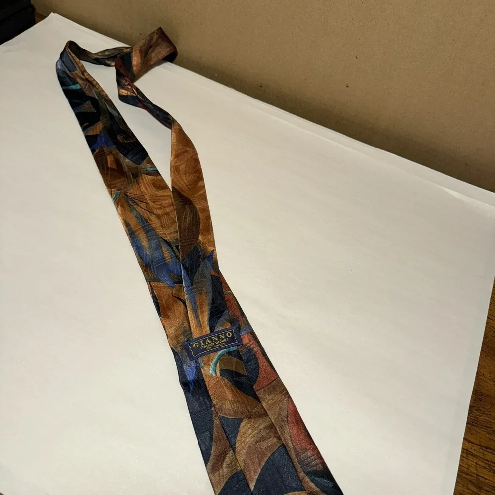 Vintage GIANNO  Italian Import Tie Necktie Multicolor Abstract‎ Geometric Artsy